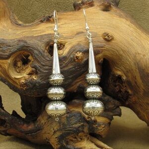 Vintage Sterling Silver Navajo Pearl Earrings, Native, Southwestern,
